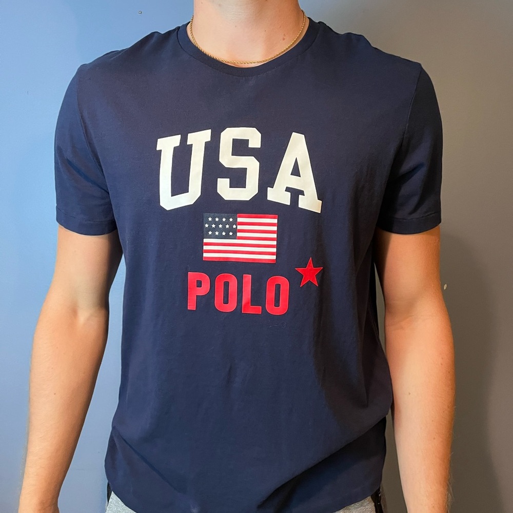 USA Polo Ralph Lauren T-shirt red white and blue LG